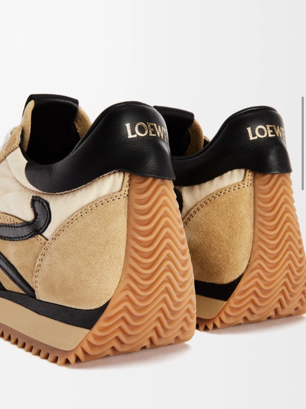 Loewe Beige Tan Black Leather-Trim Sneakers - Picture 5 of 11